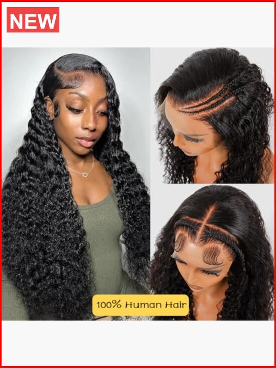 13x6 Deep Wave Lace Front Wig Human Hair 200 Density Pre Plucked Glueless main image 6
